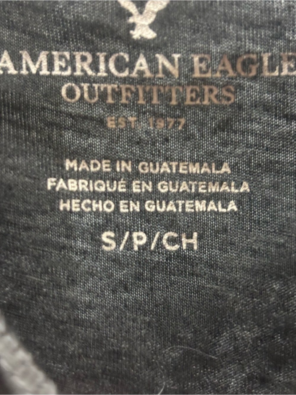 American Eagle Charcoal USA Flag Cropped Graphic T-Shirt Striped Sleeve | S⁠mall - Picture 4 of 4